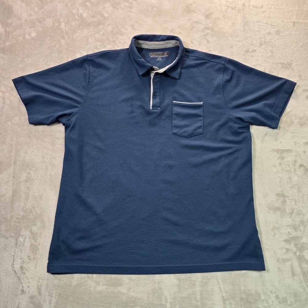 Pebble Beach Dry-Luxe Performance Golf Polo Shirt Mens XL Navy Blue Pocket